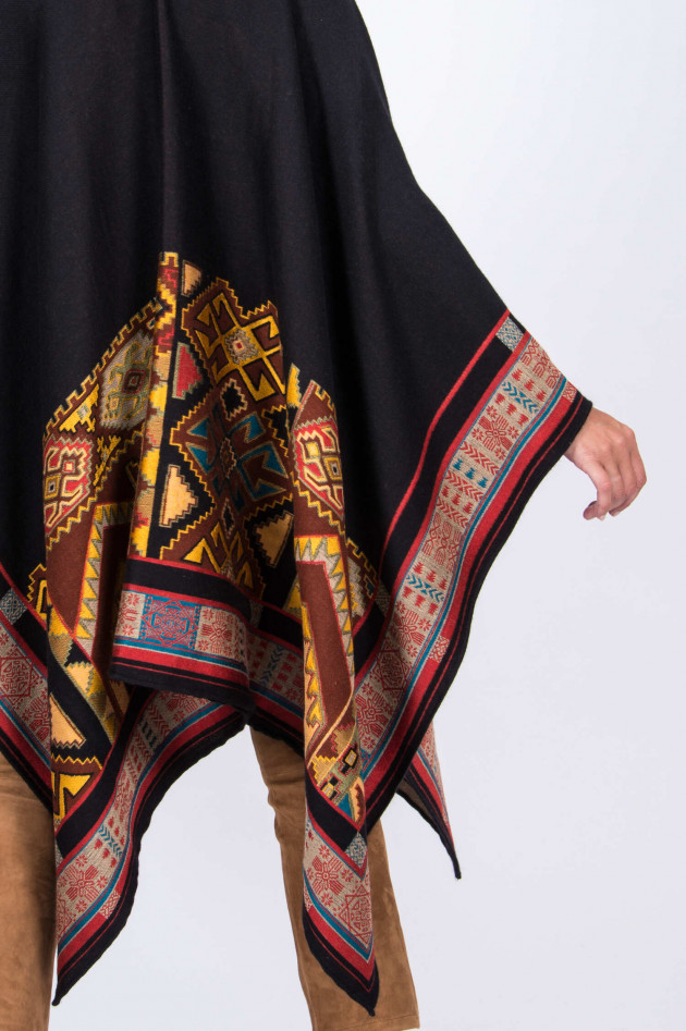 Etro Poncho mit Ethno-Muster in Schwarz