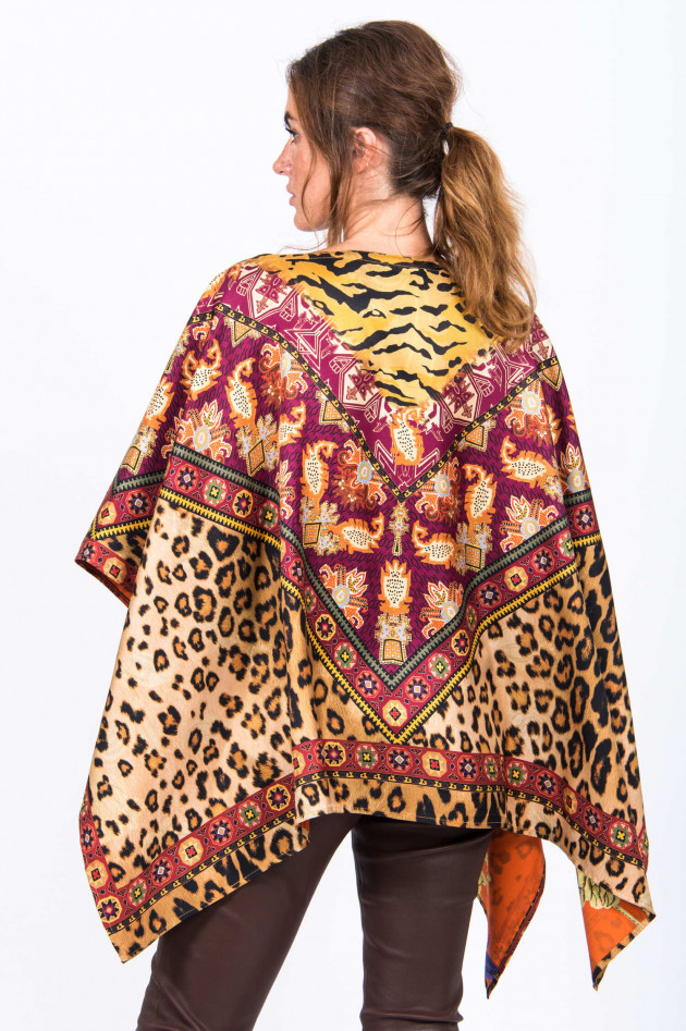 Etro Rundhals-Poncho in Goldgelb/Fuchsia