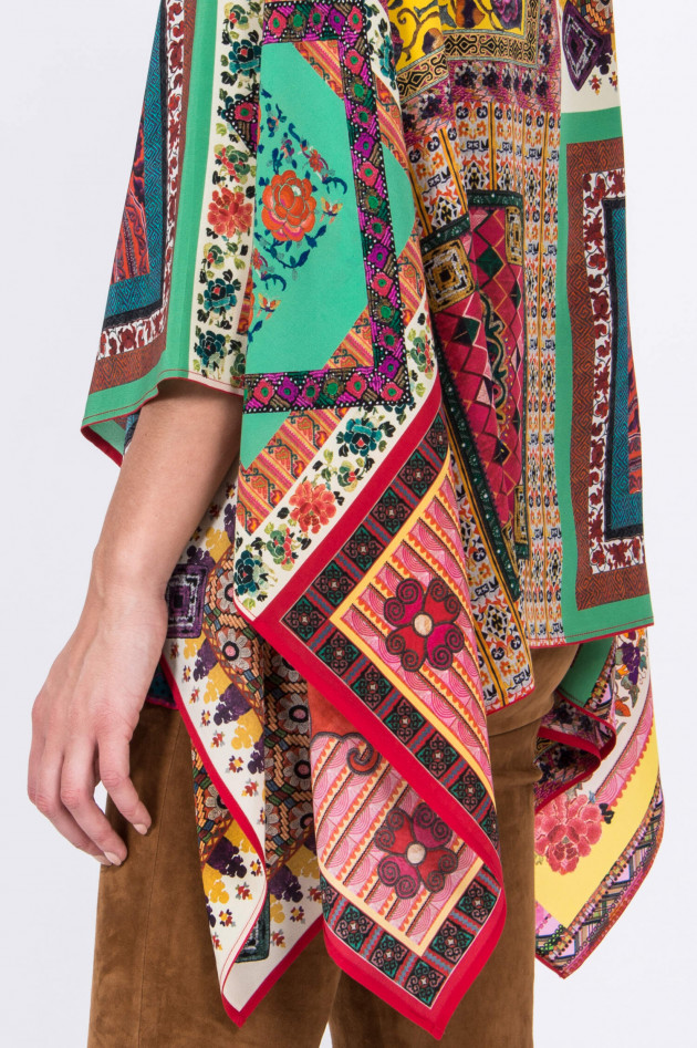 Etro Seidenponcho in Multicolor gemustert