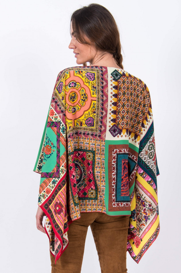 Etro Seidenponcho in Multicolor gemustert