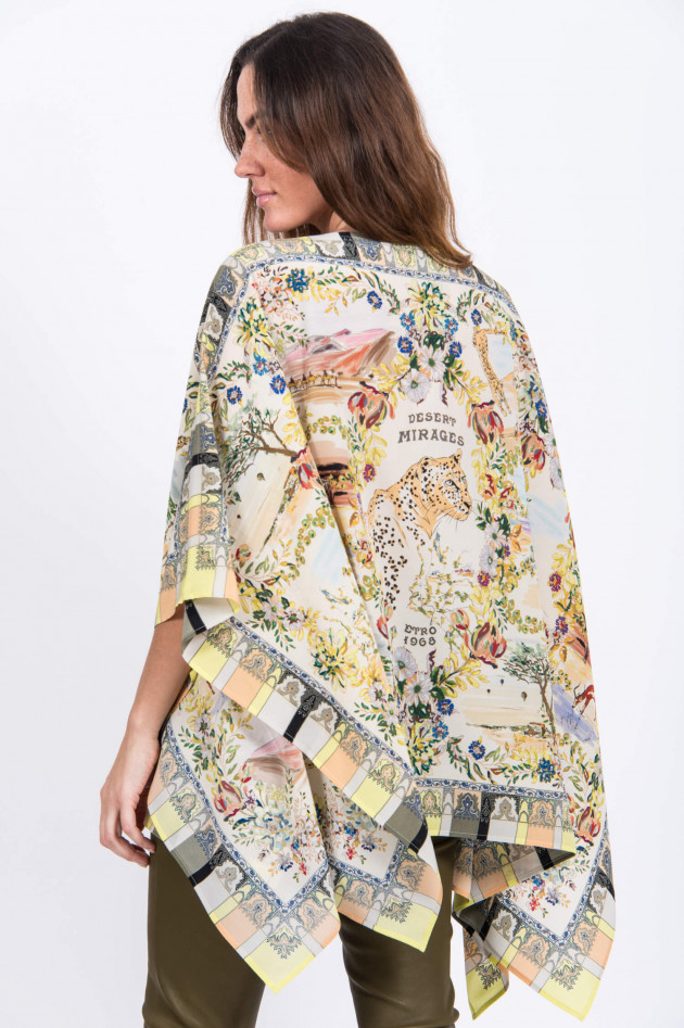 Etro Seidenponcho in Natur gemustert