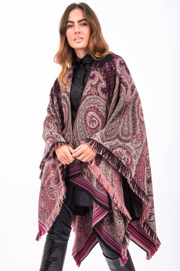 Etro Umhang mit Fransen in Lila und Paisley-Muster