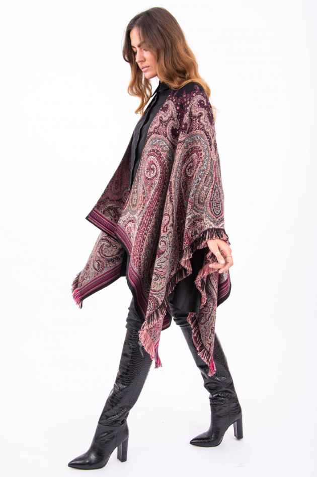 Etro Umhang mit Fransen in Lila und Paisley-Muster