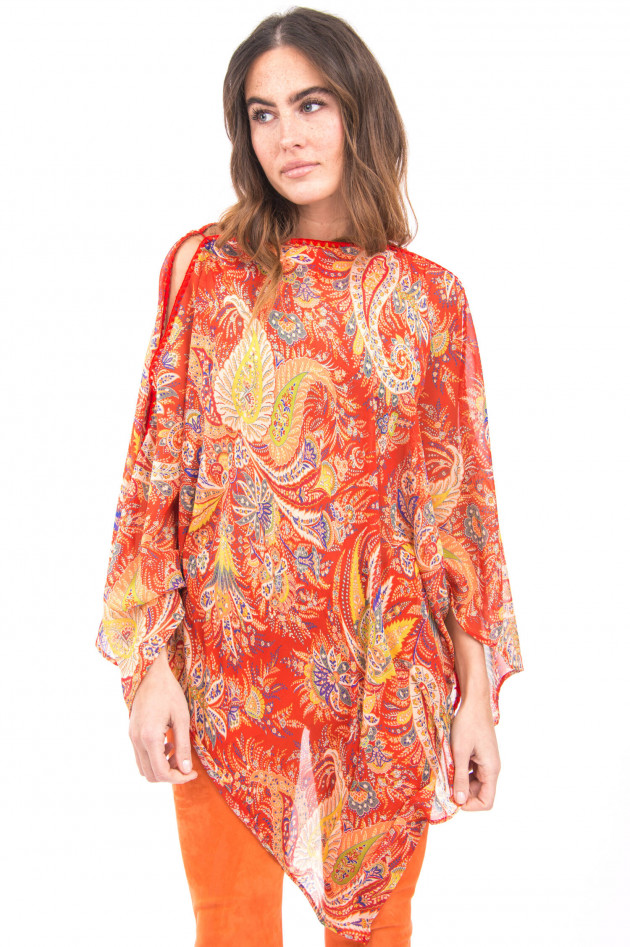 Etro Leichter Poncho aus Seide in Rot