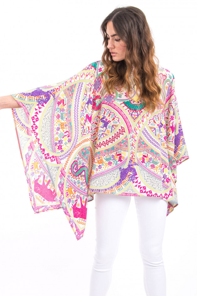 Etro Paisley-Poncho aus Seide in Pink