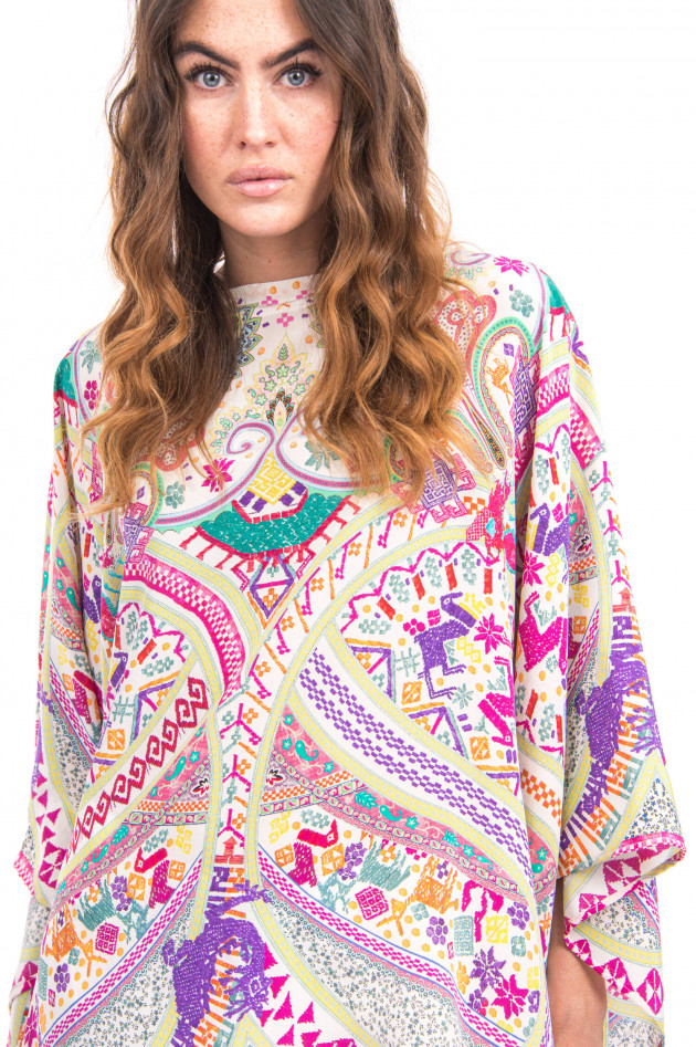 Etro Paisley-Poncho aus Seide in Pink