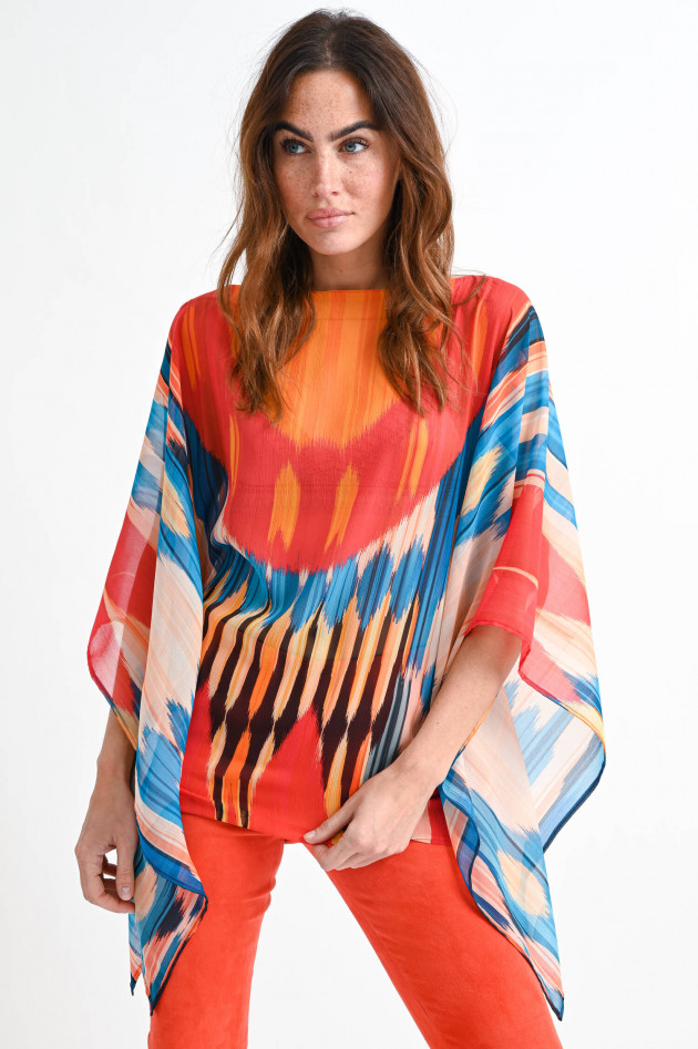 Etro Seiden-Poncho in Multicolor