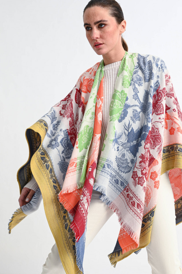 Etro Cape mit floralem Stick in Multicolor