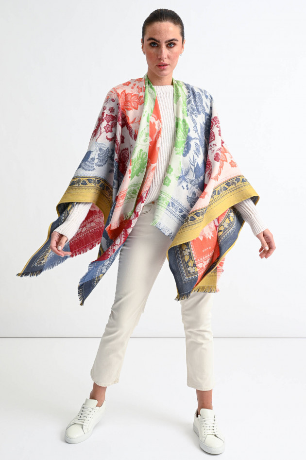 Etro Cape mit floralem Stick in Multicolor