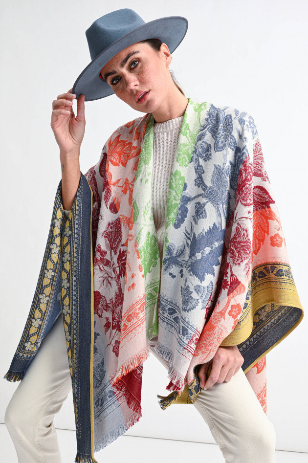 Etro Cape mit floralem Stick in Multicolor