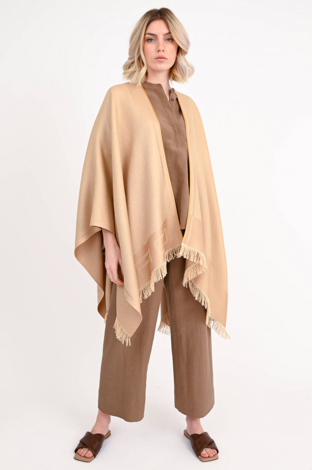 Etro Cape aus Seide/Cashmere-Mix in Beige