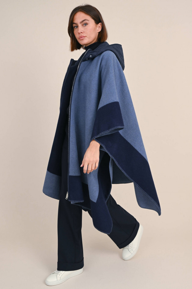 Etro Wollmix Cape in Blau/Navy