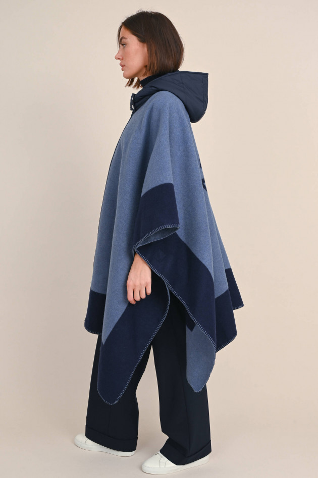 Etro Wollmix Cape in Blau/Navy