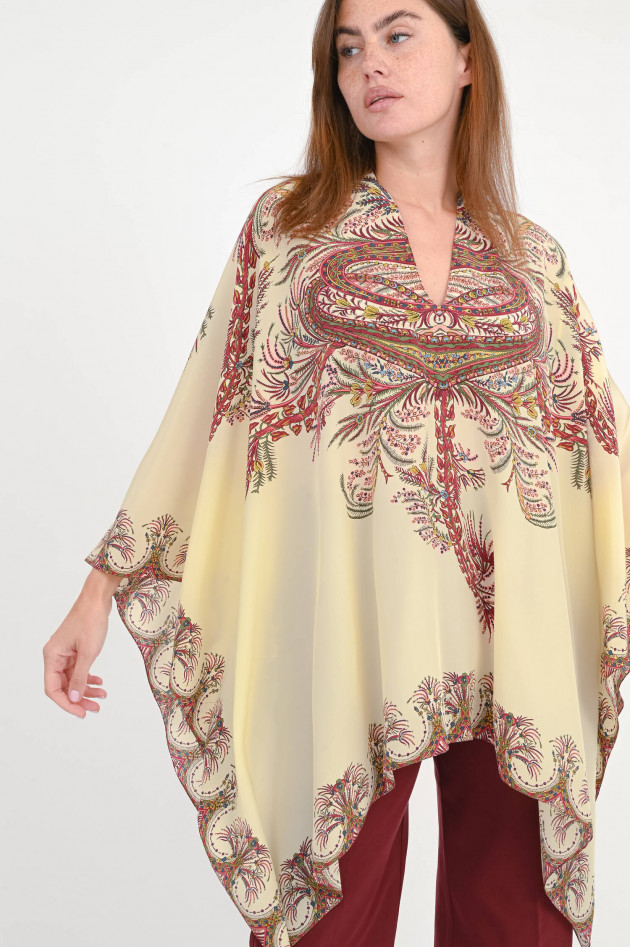 Etro  Seiden-Cape mit Paisley-Print in Creme/Multi