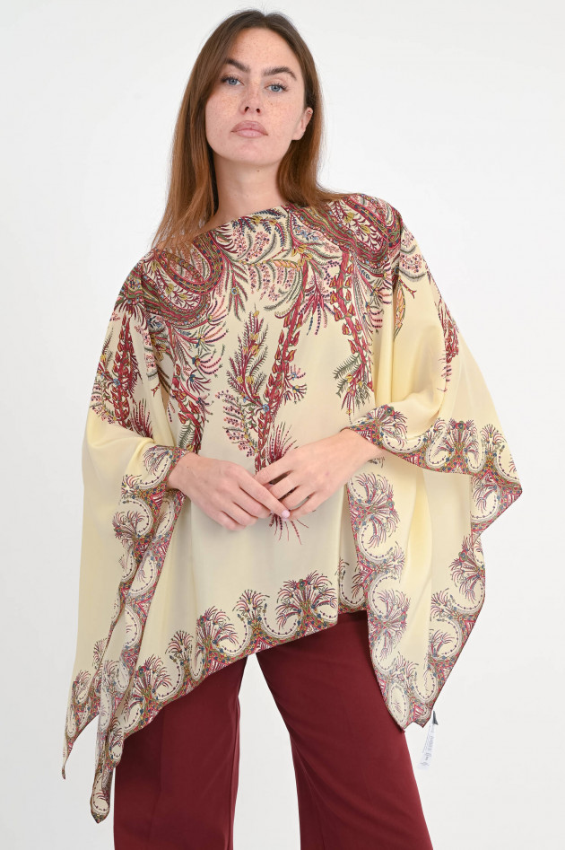 Etro  Seiden-Cape mit Paisley-Print in Creme/Multi