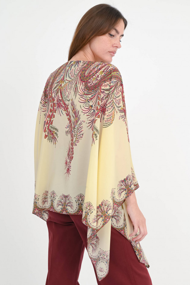 Etro  Seiden-Cape mit Paisley-Print in Creme/Multi