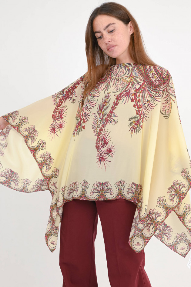 Etro  Seiden-Cape mit Paisley-Print in Creme/Multi