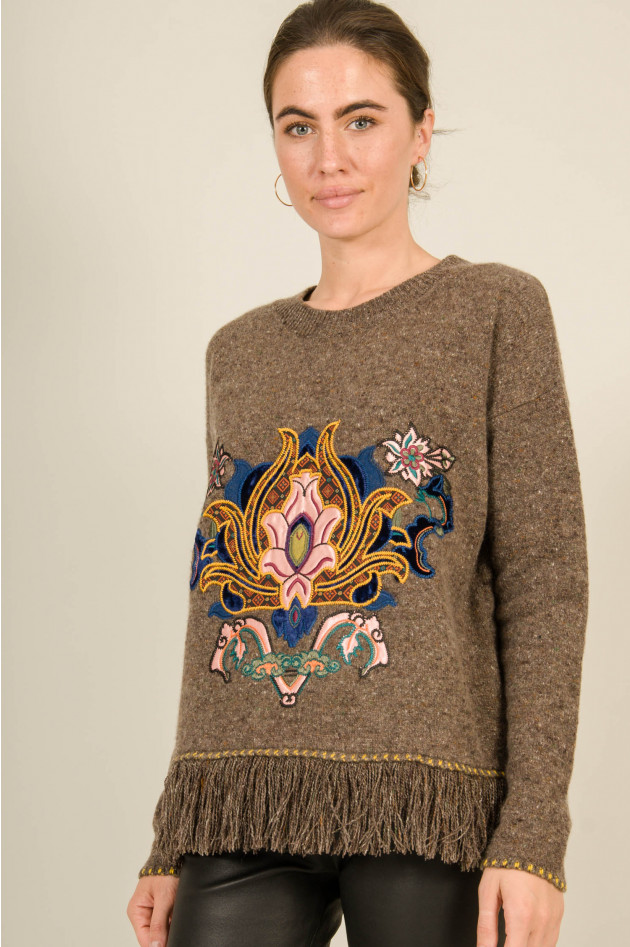 Etro Pullover mit Fransen in Braun