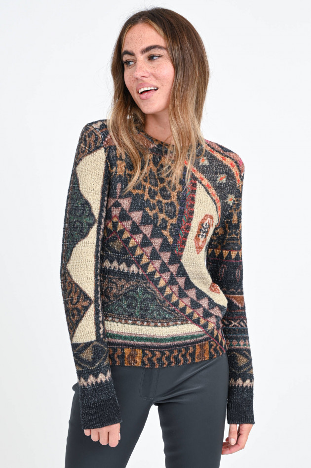 Etro Alpaka-Mix Pullover mit Ehno-Print in Multicolor