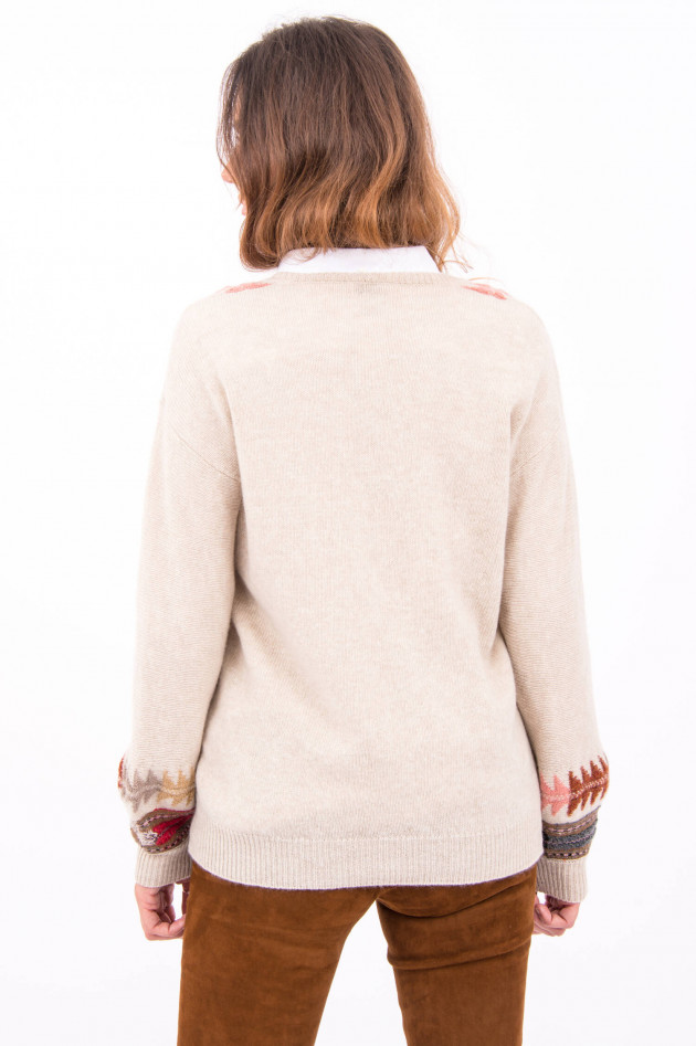 Etro Wollpullover mit Intarsienarbeiten in Beige