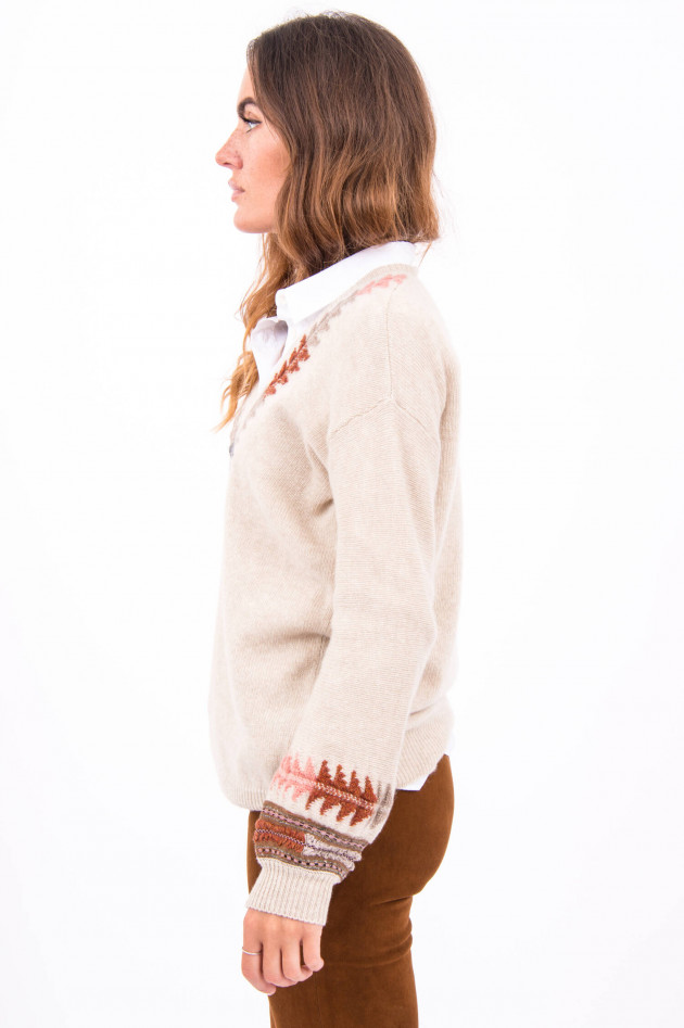 Etro Wollpullover mit Intarsienarbeiten in Beige