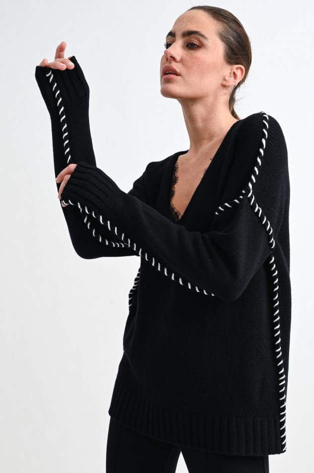 Etro Strickpullover mit Ziernähten in Schwarz