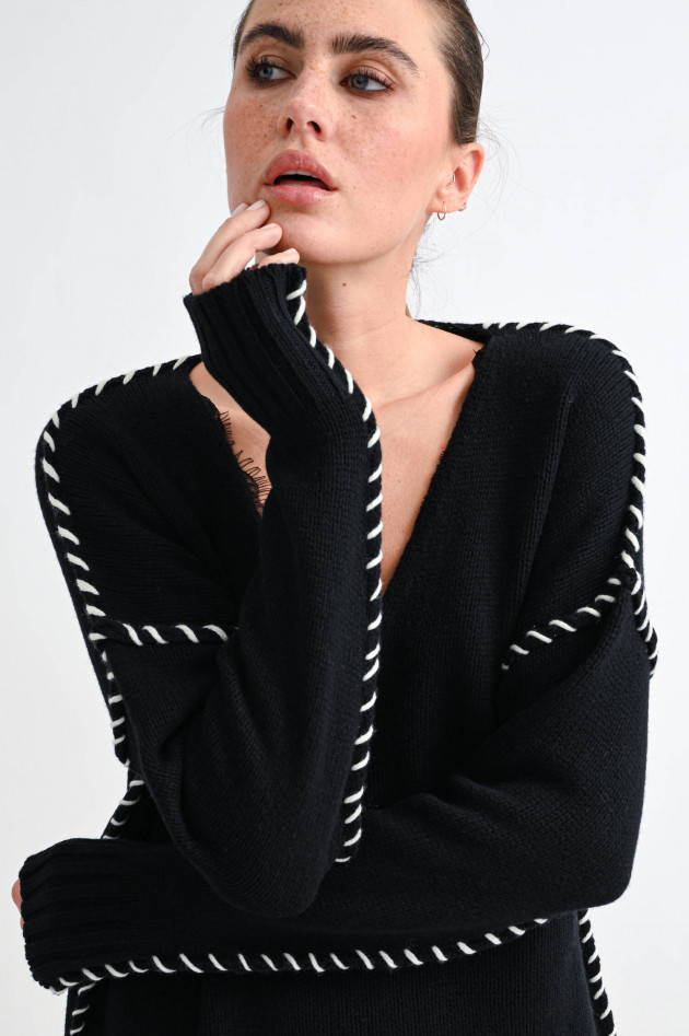 Etro Strickpullover mit Ziernähten in Schwarz