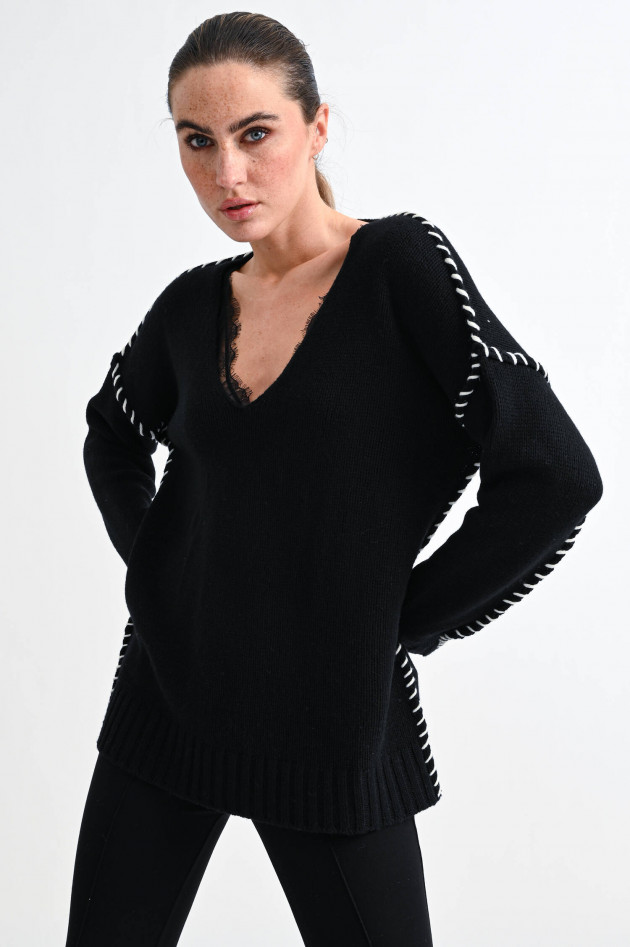 Etro Strickpullover mit Ziernähten in Schwarz