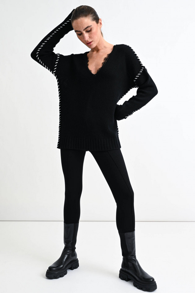 Etro Strickpullover mit Ziernähten in Schwarz