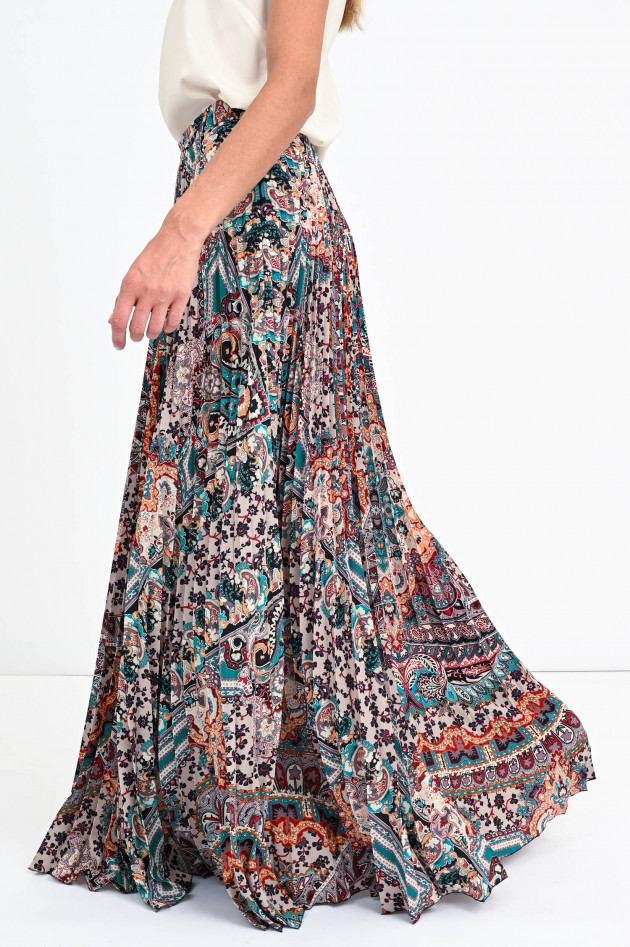 Etro Maxi-Plisseerock im Paisley-Design in Multicolor