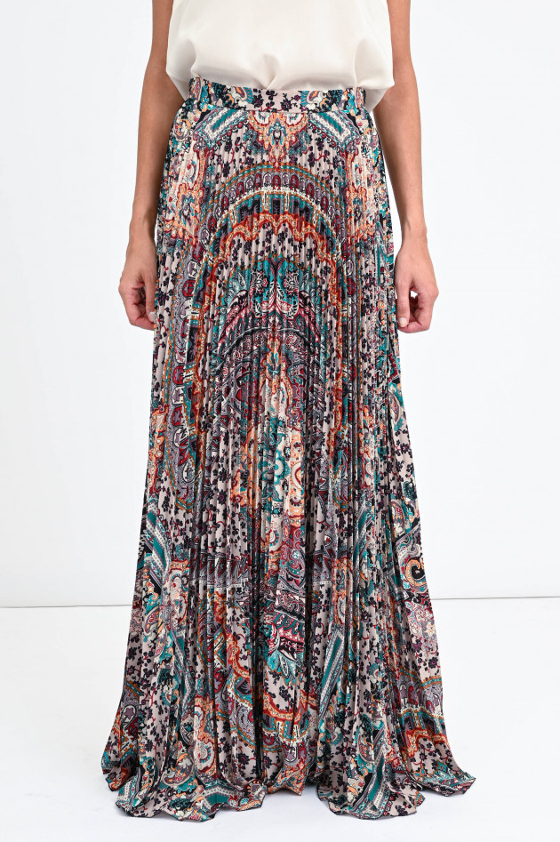 Etro Maxi-Plisseerock im Paisley-Design in Multicolor