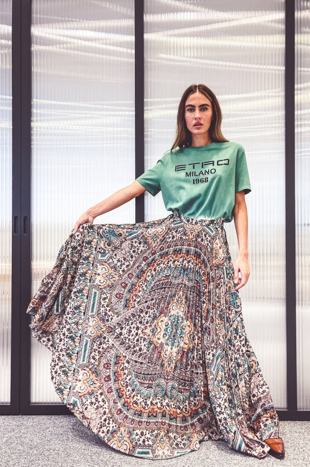 Etro Maxi-Plisseerock im Paisley-Design in Multicolor