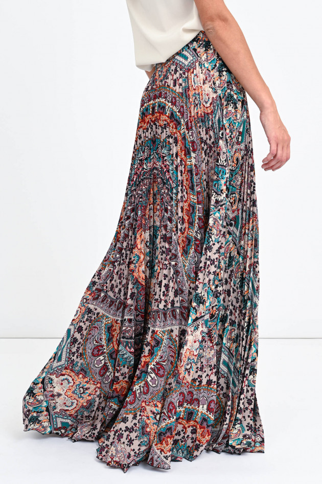 Etro Maxi-Plisseerock im Paisley-Design in Multicolor