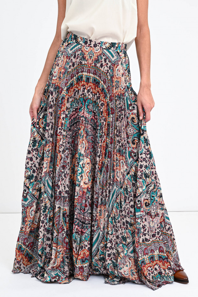 Etro Maxi-Plisseerock im Paisley-Design in Multicolor