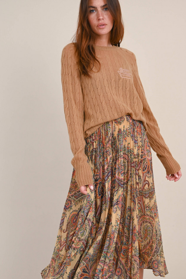 Etro Plisseerock mit Paisley Muster in Beige