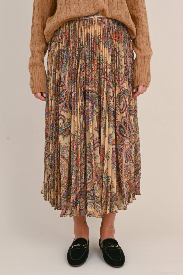 Etro Plisseerock mit Paisley Muster in Beige