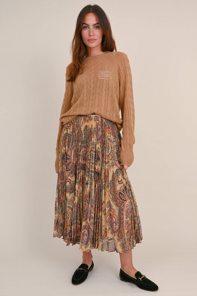 Etro Plisseerock mit Paisley Muster in Beige
