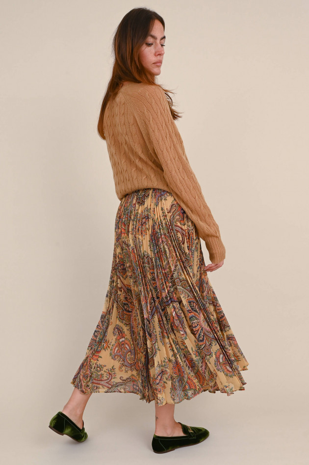 Etro Plisseerock mit Paisley Muster in Beige