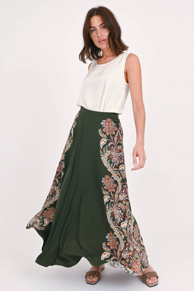 Etro Maxi-Seidenrock mit Print in Grün/Multicolor
