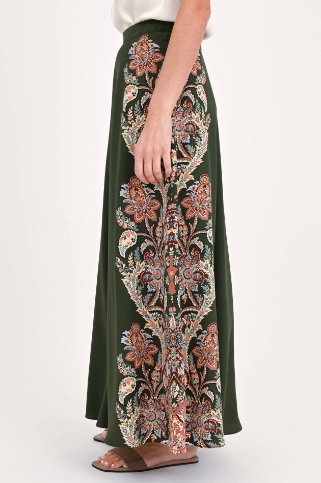 Etro Maxi-Seidenrock mit Print in Grün/Multicolor