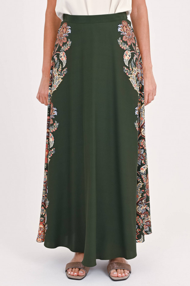 Etro Maxi-Seidenrock mit Print in Grün/Multicolor