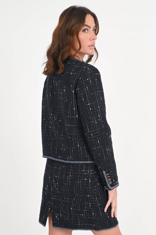 Etro Minirock aus Tweed-Bouclé in Schwarz/Blau