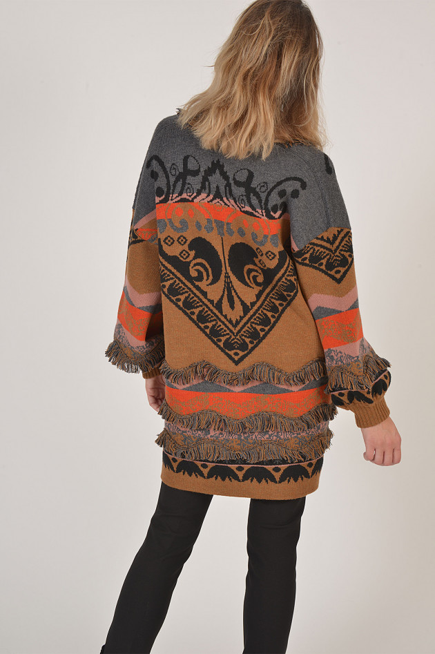 Etro Strickjacke mit Fransen in Camel gemustert