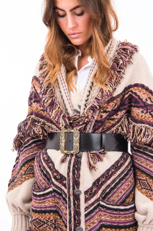 Etro Strickjacke mit Fransen in Beige und Mustern