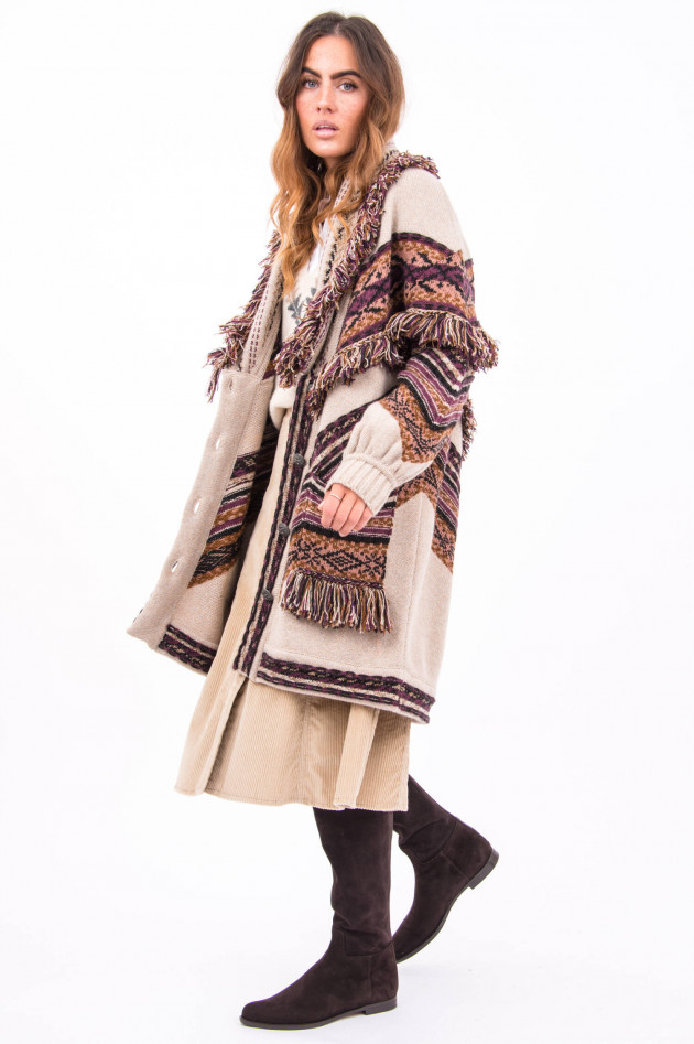 Etro Strickjacke mit Fransen in Beige und Mustern