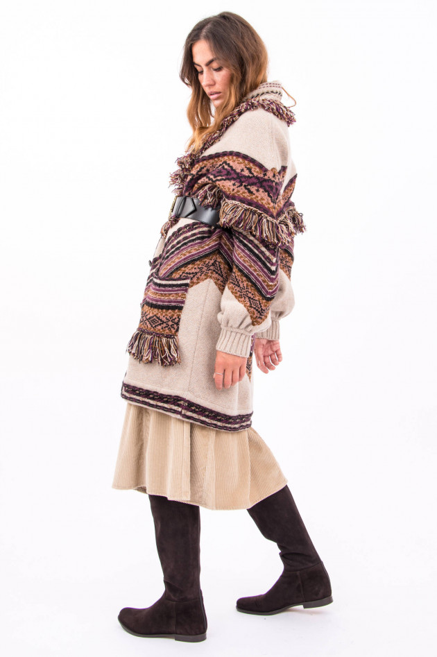 Etro Strickjacke mit Fransen in Beige und Mustern