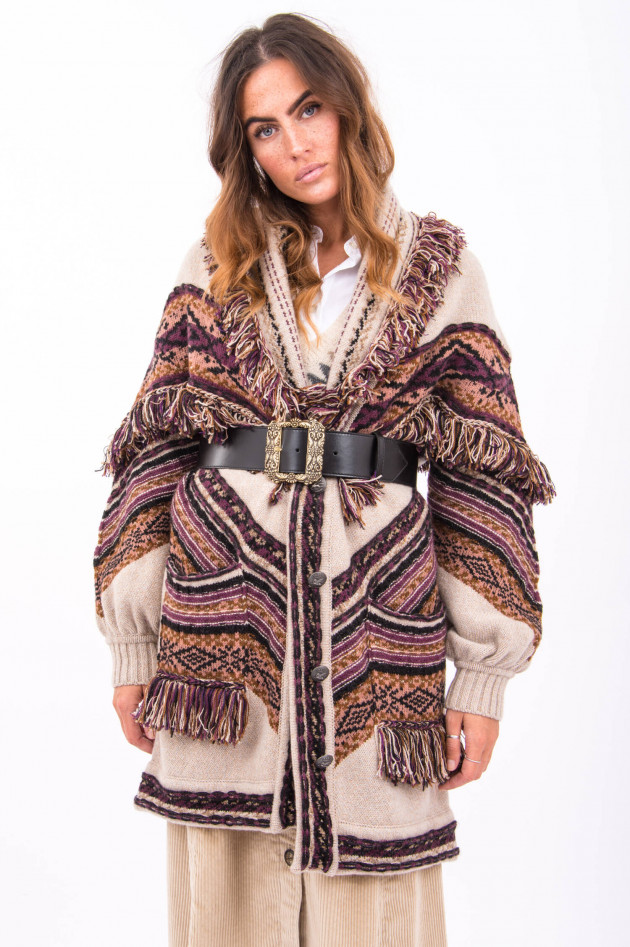 Etro Strickjacke mit Fransen in Beige und Mustern