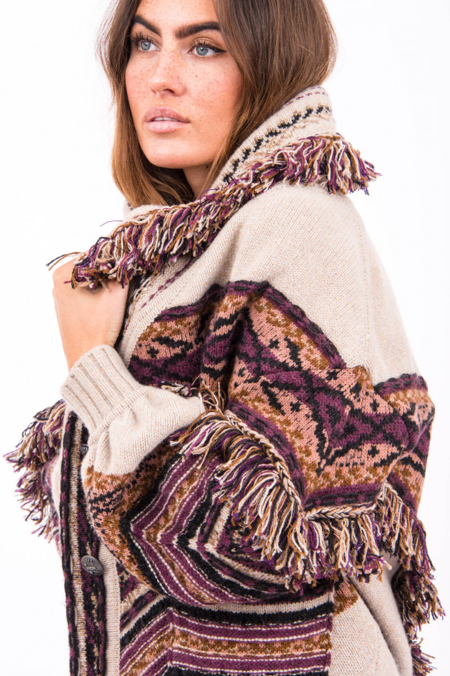 Etro Strickjacke mit Fransen in Beige und Mustern