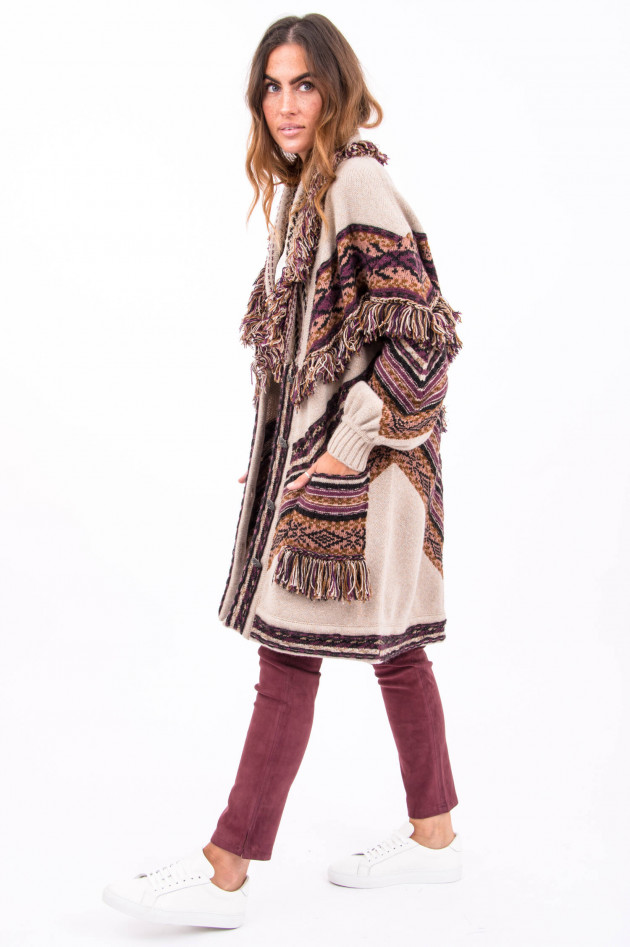 Etro Strickjacke mit Fransen in Beige und Mustern