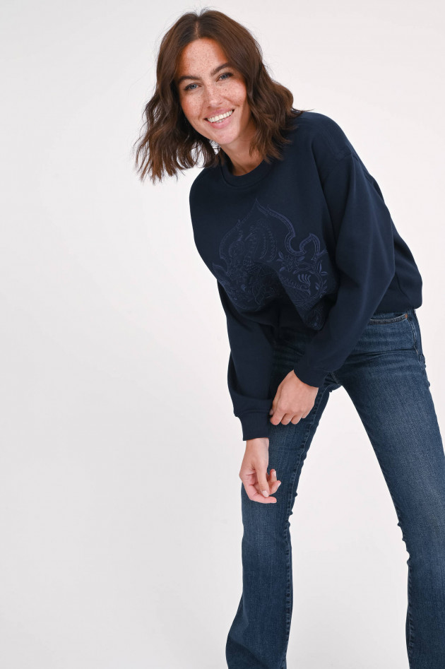 Etro Sweatshirt mit Stickerei in Dunkelblau